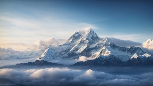 Epische Himalaya Majesteit Dhaulagiri en Machapuchare boven de wolken