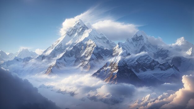 Epische Himalaya Majesteit Dhaulagiri en Machapuchare boven de wolken