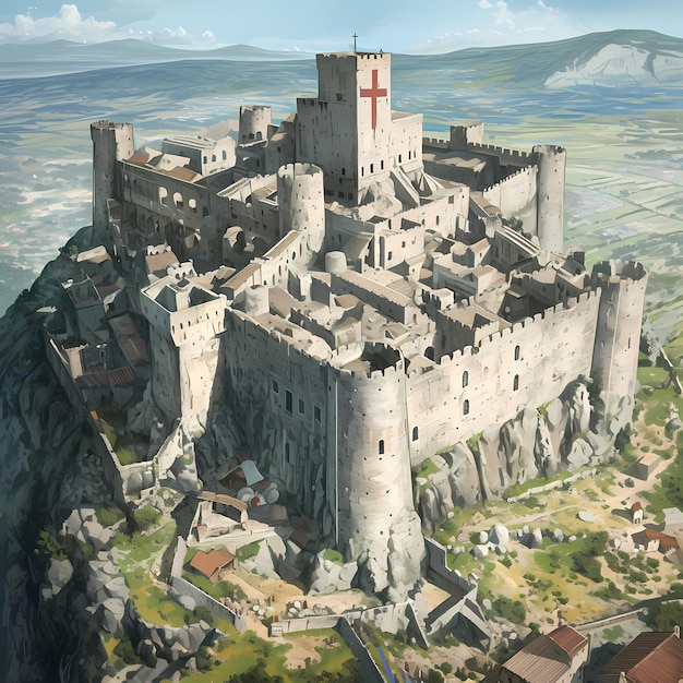 Epische middeleeuwse kasteelillustratie