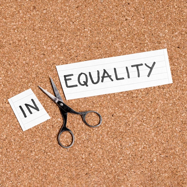 Photo equality inequality concept flat lay