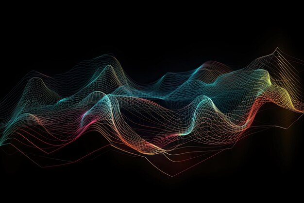 Equalizer Music Waveforms Een TechnoAbstract illustratie met kleurrijke geluidsgolven Generatieve AI