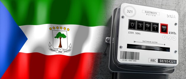 Equatorial guinea country flag and energy meter 3d\
illustration