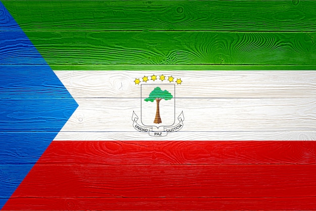 Equatorial Guinea flag painted on wooden planks