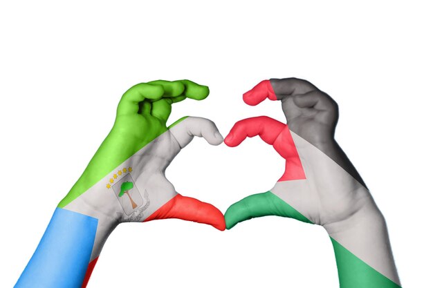 Foto guinea equatoriale palestina cuore gesto della mano che fa il tracciato di ritaglio del cuore