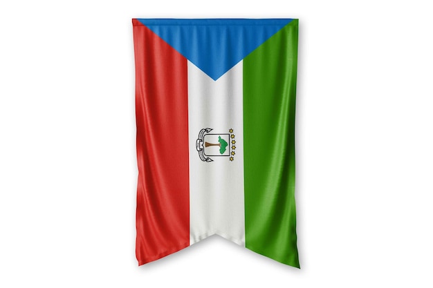 Foto equatorial_guinea vlag hangt aan een witte muur achtergrondafbeelding