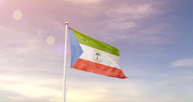 equatorial national waving flag in beautiful sky