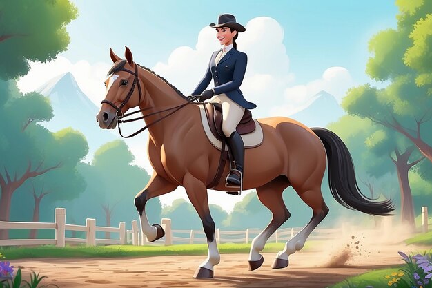 Equestrian Cartoon Character Illustration