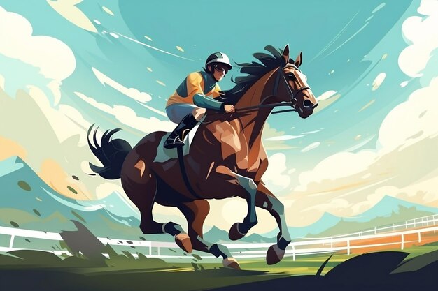 Premium AI Image | Equestrian Horse Racing Competition Generative Ai