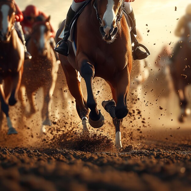 Equestrian speed Powerful horse racing capturing the thrill of sport For Social Media Post Size