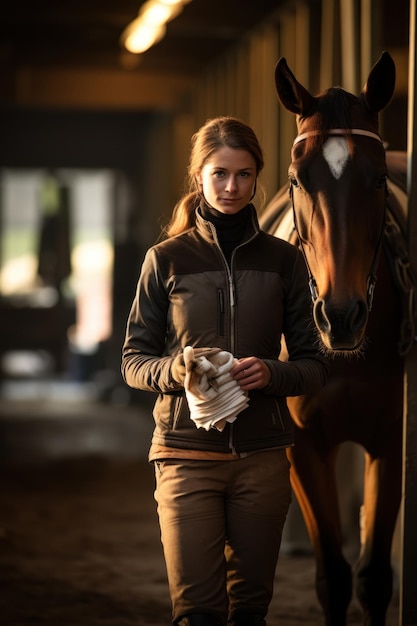 Equestrian sport composition with outdoor images of horse stable