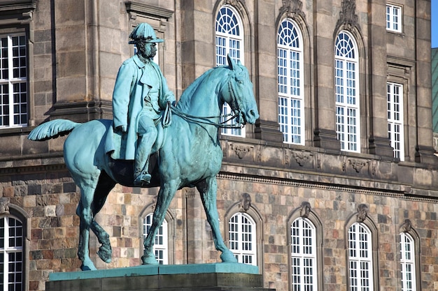 Equestrian statue of Christian IX near Christiansborg Palace Copenhagen Denmark