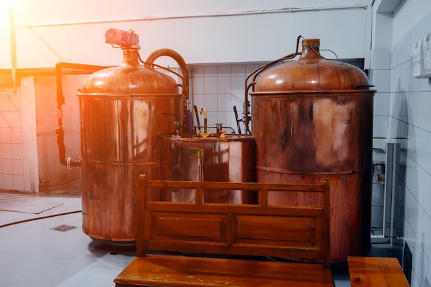 Equipment for beer production at modern factory