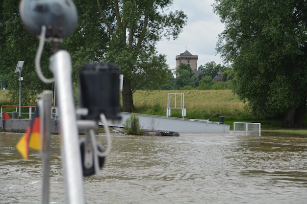 Photo equipment of boat on river