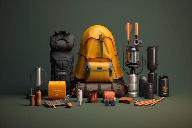 equipment for climbing the mountain illustration