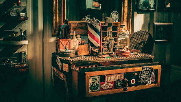 equipment on dressing table