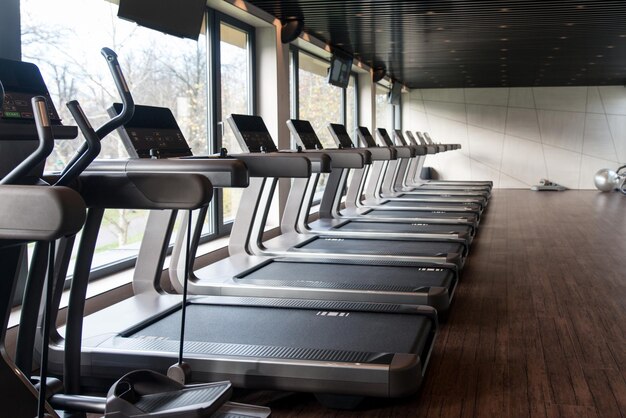 Equipment And Machines At The Modern Gym Room Fitness Center