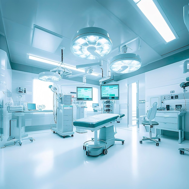 equipment and medical devices in modern operating room AI Generative