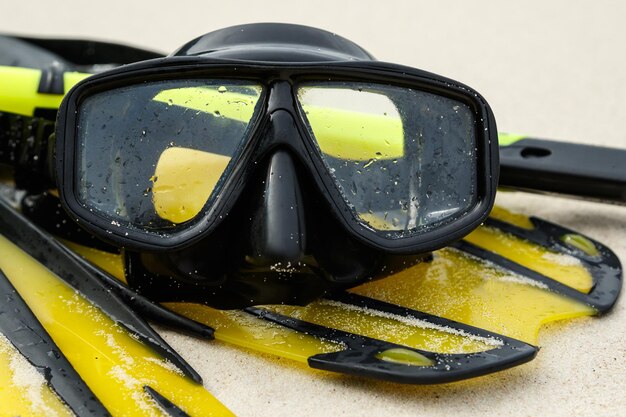 Equipment for snorkeling on the beach