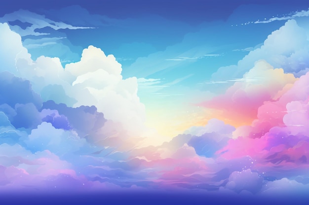 Er is een afbeelding van een kleurrijke lucht met wolken generatieve ai