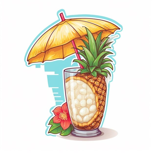 Er is een ananas drankje met een rietje en een paraplu generatieve ai