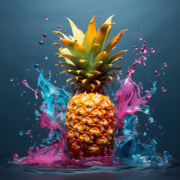 er is een ananas met een scheutje water erop generatieve ai