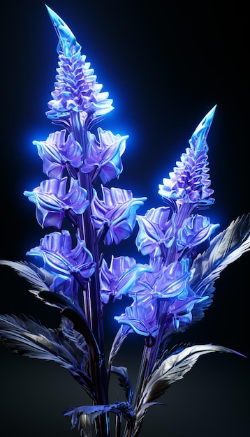 er is een blauwe bloem die in een vaas generatieve ai zit