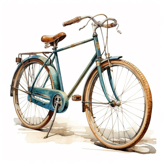 Foto er is een blauwe fiets met een mand op het voorwiel.