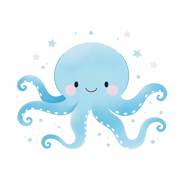 er is een blauwe octopus met een ster op zijn kop generatieve ai