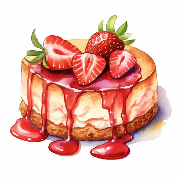Er is een cake met aardbeien erop generatieve ai