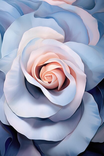 Er is een close-up van een roos met een blauwe achtergrond generatieve ai