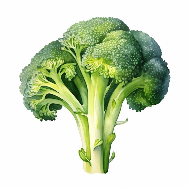 er is een foto van een stuk broccoli op een witte achtergrond generatieve ai