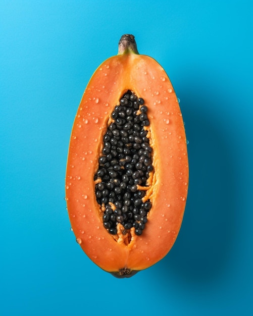 Er is een helft van een papana op een blauw oppervlak generatieve ai