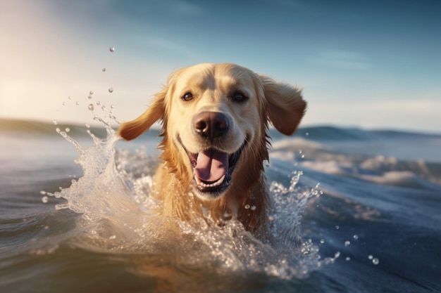 Er is een hond die zwemt in het water generatieve ai