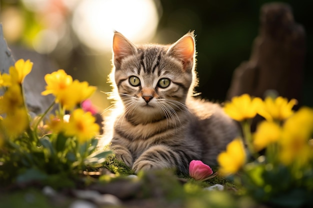 er is een kat die in het gras ligt generatieve ai