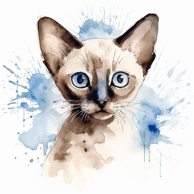 er is een kat met blauwe ogen en een wit gezicht generatieve ai