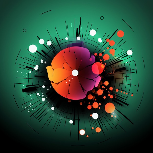 Er is een kleurrijk abstract ontwerp met cirkels en stippen generatieve ai