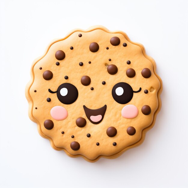er is een koekje met een gezicht gemaakt van chocoladestukjes generatieve ai