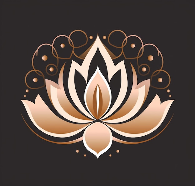 Er is een lotusbloem met een goud-bruin ontwerp generatief ai