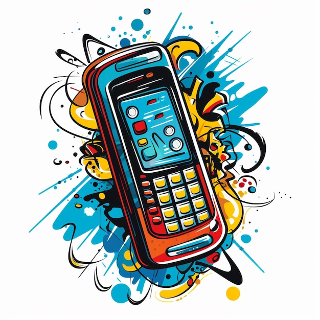 er is een mobiele telefoon met een kleurrijk ontwerp erop generatieve ai