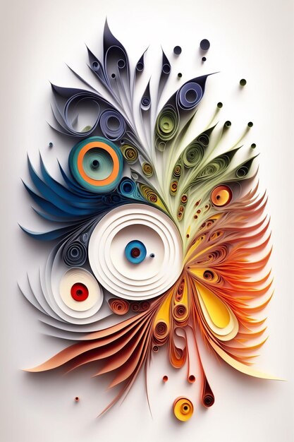 Er is een papierkunst van een pauw met veel kleuren generatieve ai