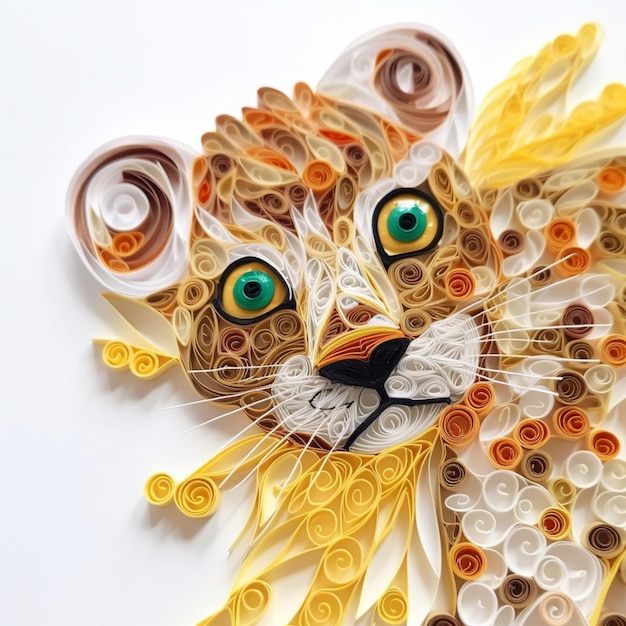 Er is een papierkunst van een tijger gemaakt van papier generatieve ai