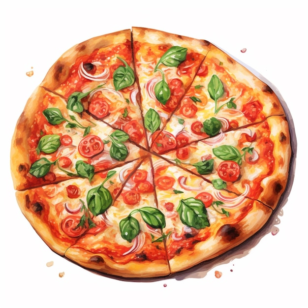 er is een pizza met veel toppings op een bord generatieve ai