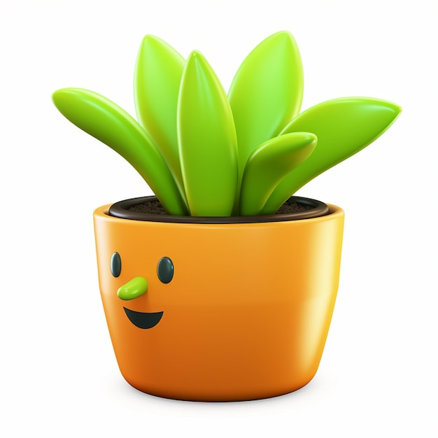 Foto er is een plant met een gezicht erop in een pot generatieve ai
