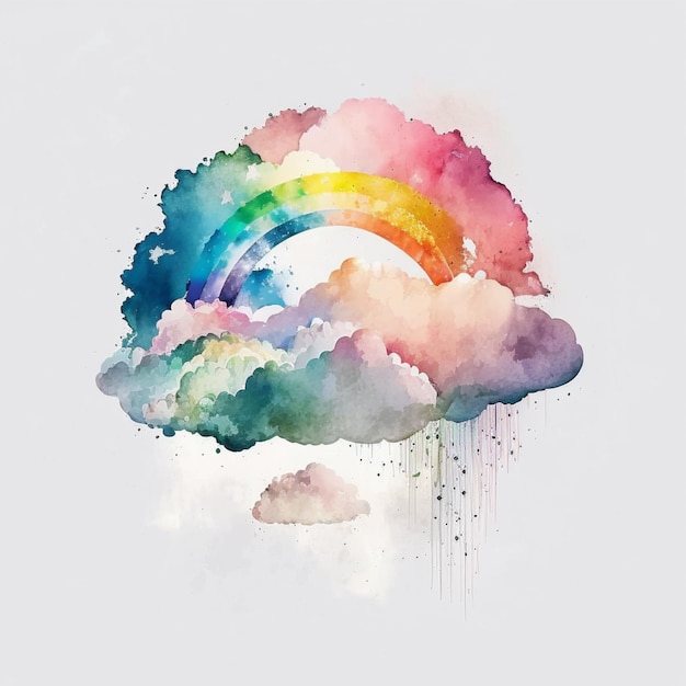 Er is een regenboog in de lucht met wolken en een regenboog generatieve ai