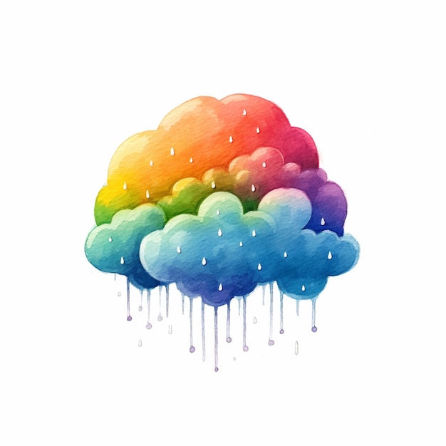 Er is een regenboogwolk met regendruppels erop generatieve ai