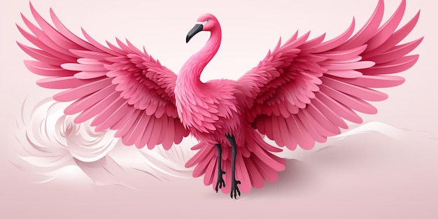 Er is een roze flamingo die in de lucht generatieve ai vliegt