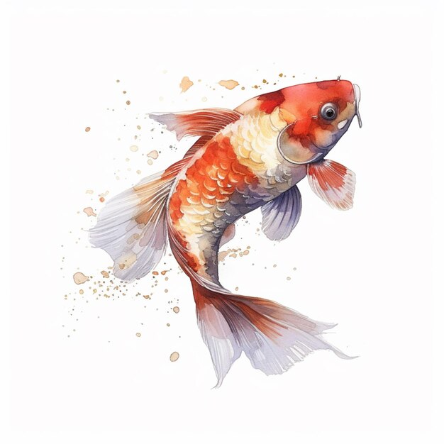 Er is een schilderij van een vis met een witte achtergrond generatieve ai