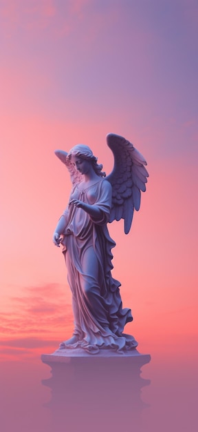 Er is een standbeeld van een engel met een vogel erop.