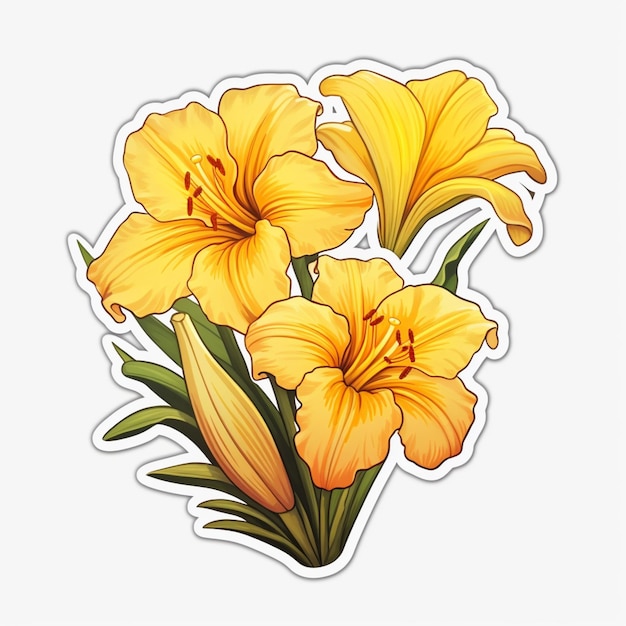 er is een sticker van een bosje gele bloemen generatieve ai