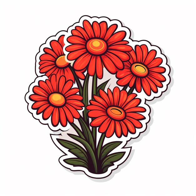 er is een sticker van een bosje rode bloemen generatieve ai